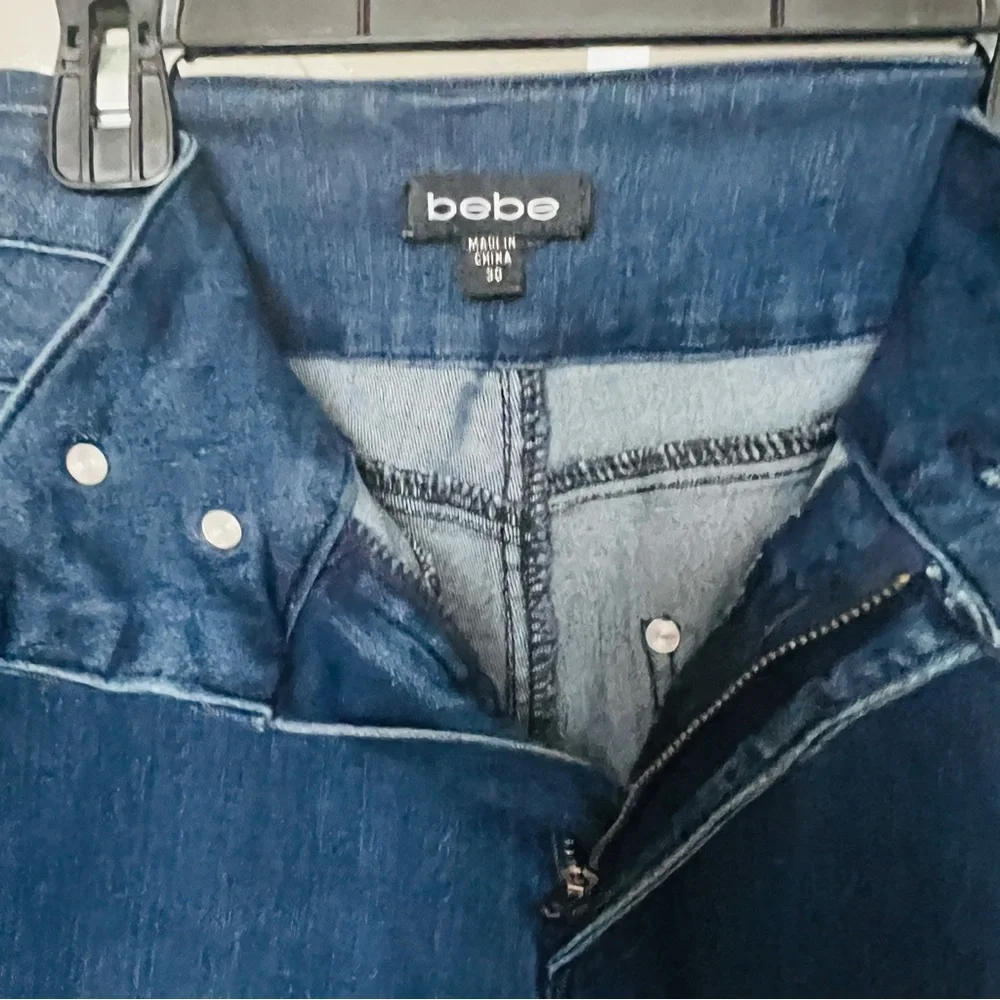 bebe High Rise Skinny Jeans SZ 30 Retro Logo Baddie Stretch Faded Fitted - Picture 7 of 9